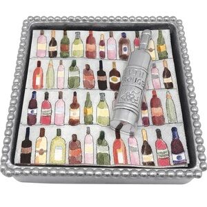 Brand New, Never Used, With Box MARIPOSA WINE BOTTLE BEADED NAPKIN BOX SET